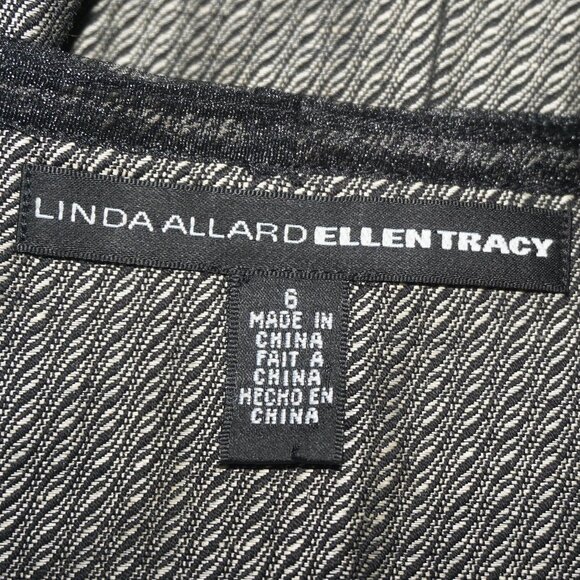 Linda Allard Ellen Tracy Cotton Linen Jacquard Blazer 6 - Picture 5 of 9